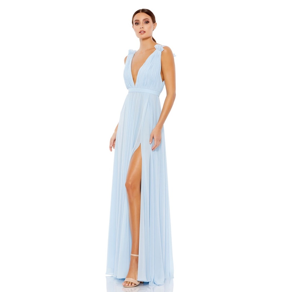 Plunge Neck Chiffon Grecian Gown - Ieena for Max Duggal